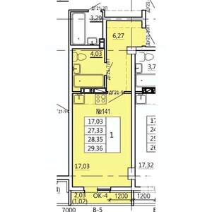 Студия квартира, вторичка, 29м2, 6/10 этаж