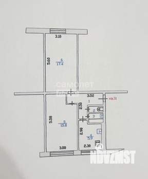 2-к квартира, вторичка, 47м2, 1/5 этаж