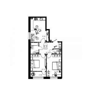 3-к квартира, вторичка, 68м2, 4/12 этаж
