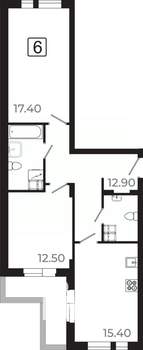 3-к квартира, вторичка, 69м2, 3/21 этаж