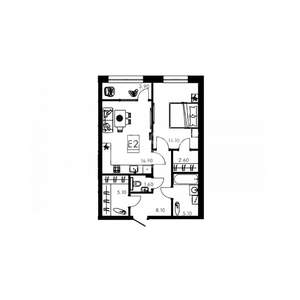 2-к квартира, вторичка, 57м2, 1/15 этаж