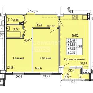 3-к квартира, вторичка, 60м2, 10/10 этаж