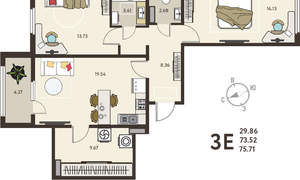 2-к квартира, вторичка, 76м2, 10/18 этаж
