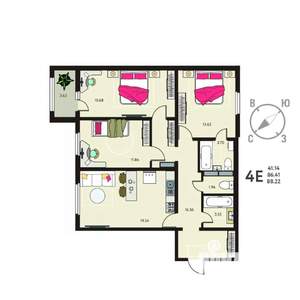 3-к квартира, вторичка, 88м2, 7/18 этаж