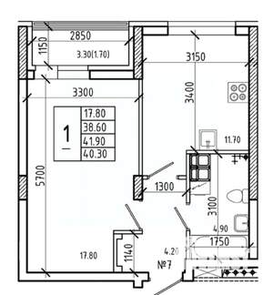 1-к квартира, вторичка, 40м2, 11/21 этаж