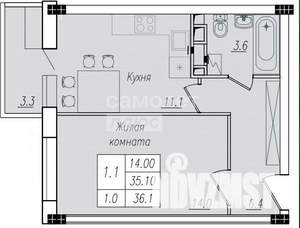 2-к квартира, вторичка, 57м2, 1/10 этаж