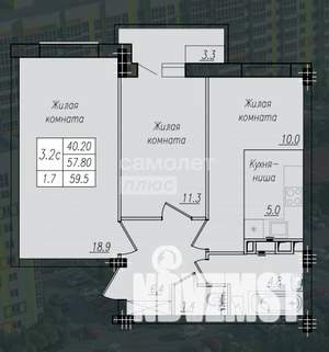 3-к квартира, вторичка, 60м2, 10/10 этаж
