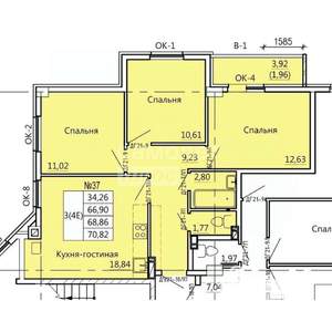 4-к квартира, вторичка, 70м2, 5/11 этаж