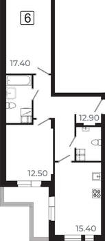 3-к квартира, вторичка, 69м2, 4/21 этаж