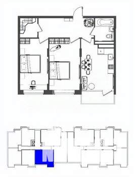 2-к квартира, вторичка, 64м2, 8/10 этаж
