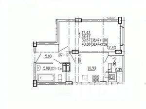 1-к квартира, вторичка, 41м2, 5/10 этаж
