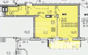 1-к квартира, сданный дом, 43м2, 9/10 этаж