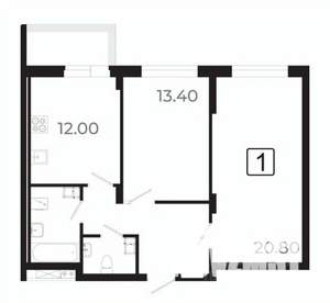 2-к квартира, вторичка, 63м2, 9/21 этаж