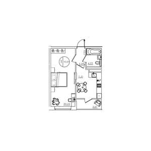 1-к квартира, вторичка, 44м2, 1/10 этаж