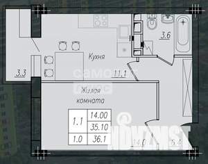 1-к квартира, вторичка, 36м2, 2/10 этаж