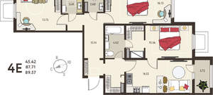 3-к квартира, вторичка, 89м2, 1/18 этаж