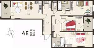 3-к квартира, вторичка, 90м2, 14/18 этаж