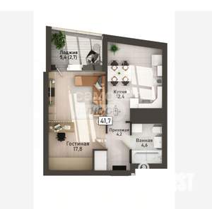 1-к квартира, вторичка, 40м2, 20/21 этаж