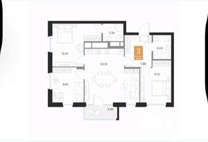 3-к квартира, вторичка, 77м2, 8/9 этаж