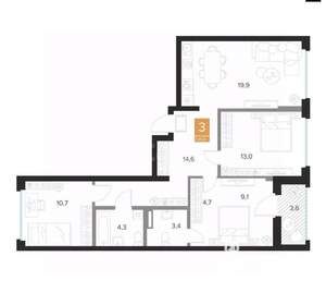 4-к квартира, вторичка, 82м2, 7/17 этаж