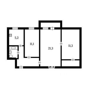 3-к квартира, вторичка, 59м2, 1/9 этаж