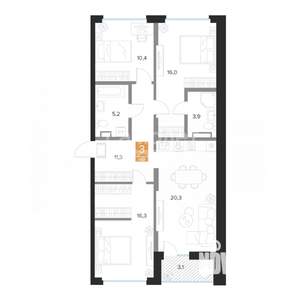 3-к квартира, вторичка, 85м2, 5/10 этаж