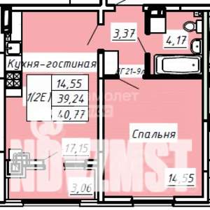 1-к квартира, вторичка, 41м2, 2/9 этаж