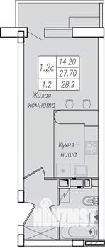 Студия квартира, вторичка, 29м2, 1/10 этаж