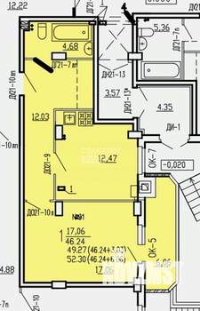 1-к квартира, сданный дом, 52м2, 1/10 этаж