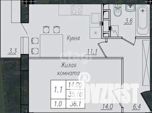 1-к квартира, сданный дом, 37м2, 6/10 этаж