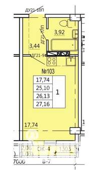 Студия квартира, вторичка, 27м2, 2/11 этаж