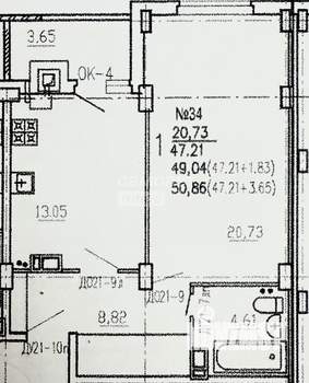 1-к квартира, вторичка, 51м2, 4/10 этаж