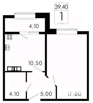 1-к квартира, вторичка, 39м2, 1/8 этаж