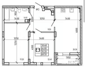 3-к квартира, вторичка, 69м2, 7/21 этаж