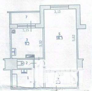 1-к квартира, вторичка, 42м2, 4/9 этаж