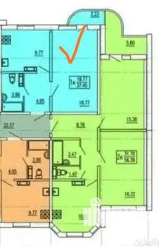 1-к квартира, вторичка, 39м2, 7/17 этаж