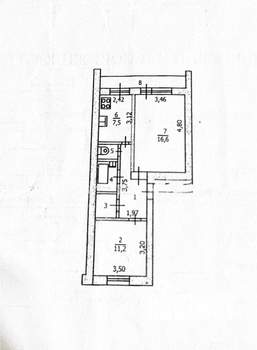 2-к квартира, вторичка, 46м2, 1/5 этаж