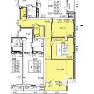 2-к квартира, вторичка, 60м2, 2/11 этаж