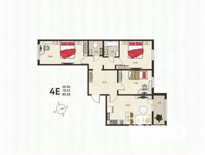 3-к квартира, строящийся дом, 81м2, 2/17 этаж