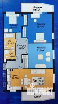 3-к квартира, строящийся дом, 130м2, 5/8 этаж