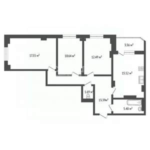 3-к квартира, сданный дом, 87м2, 7/10 этаж