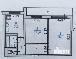 2-к квартира, вторичка, 47м2, 5/9 этаж
