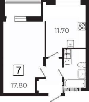 1-к квартира, вторичка, 40м2, 3/21 этаж