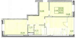 2-к квартира, вторичка, 66м2, 8/8 этаж