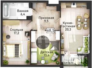 3-к квартира, вторичка, 69м2, 5/21 этаж
