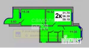 2-к квартира, вторичка, 58м2, 11/17 этаж
