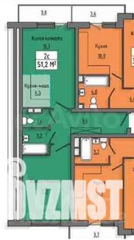 2-к квартира, сданный дом, 51м2, 3/10 этаж