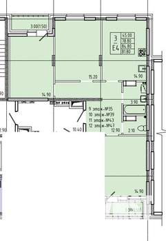 3-к квартира, строящийся дом, 85м2, 12/17 этаж