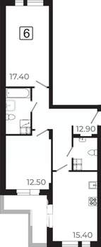 3-к квартира, вторичка, 69м2, 12/21 этаж