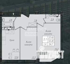 2-к квартира, вторичка, 55м2, 5/10 этаж